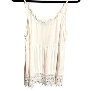 Y2K Style Lace Trim‎ White Baby Doll  Camisole